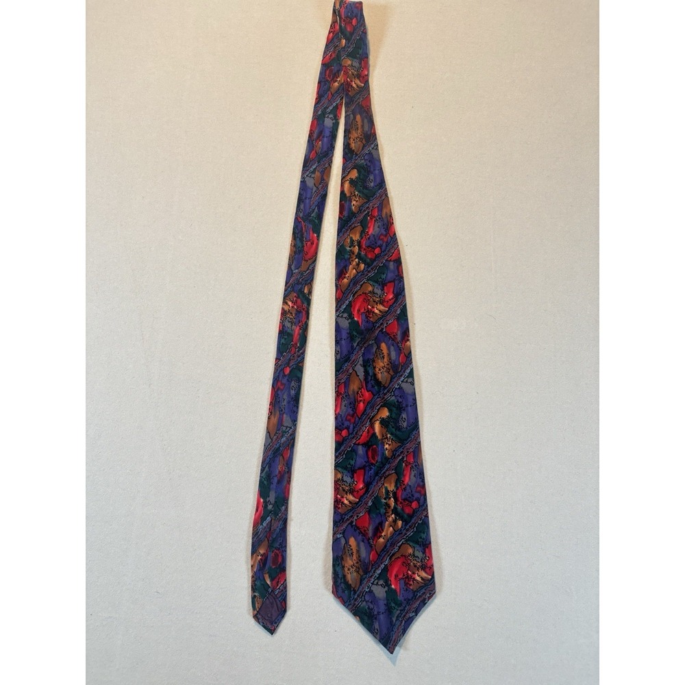 J Garcia Collection 7 Pine & Rock Silk‎ Tie Vintage Abstract Men's Neckwear